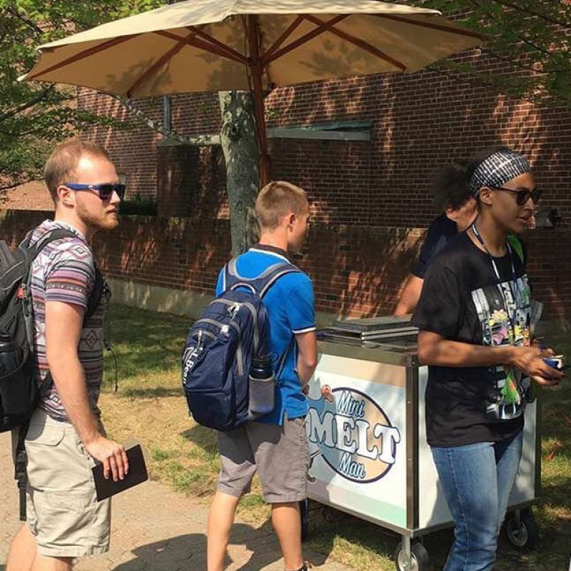 people waiting to buy ice cream from the mini melt man