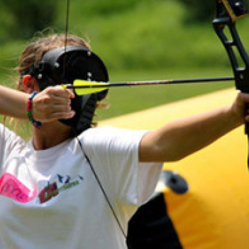 woman playing archery tag